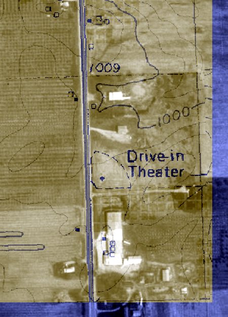 Coldwater Drive-In Theatre - Aerial Photo With Topo Overlay